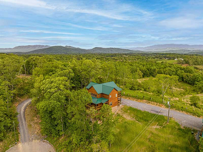 An aerial view of your cabin in the Smokies.