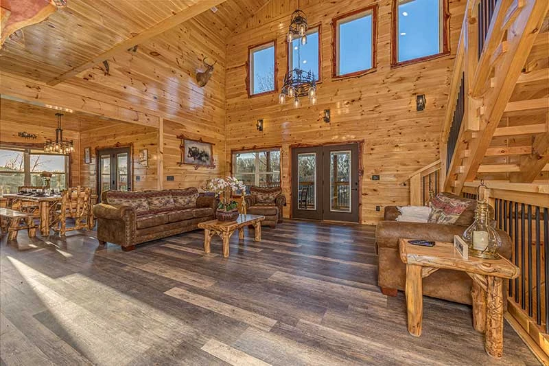 Morning View cabin rental living-room. 