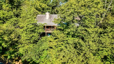 Aerial exterior view of your cabin in the Smoky Mountains.