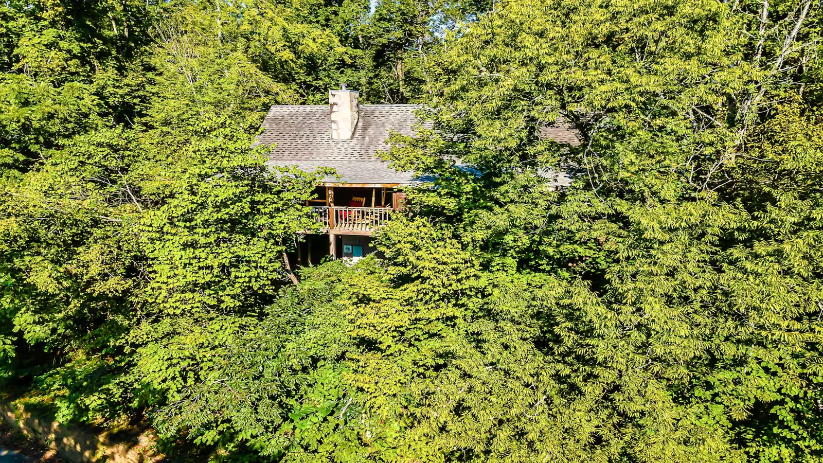 Aerial exterior view of your cabin in the Smoky Mountains.