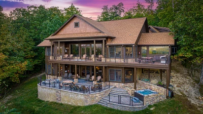 Watch beautiful sunsets from the large porches of your Smoky Mountains cabin. 