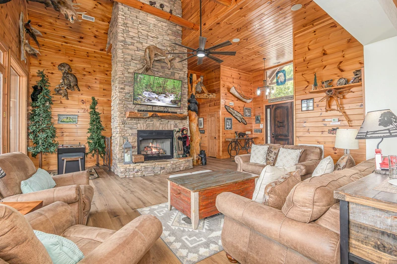 Plenty of lush couches for family and friends.