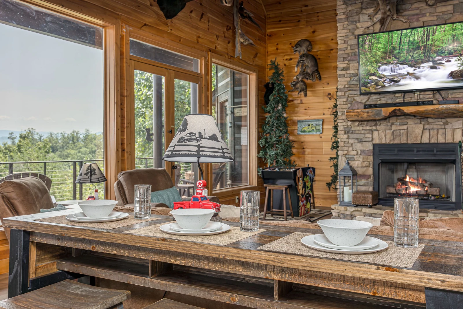 Easy to accomodate the entire family with two dining tables.