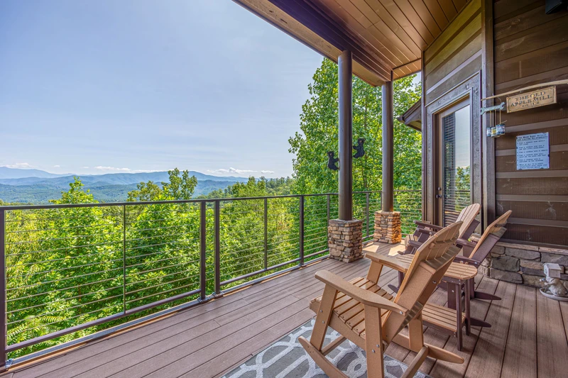 Porch seating throughout this big vacation home,