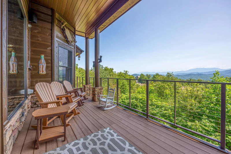 Mountain views in a relaxed vacation home setting.