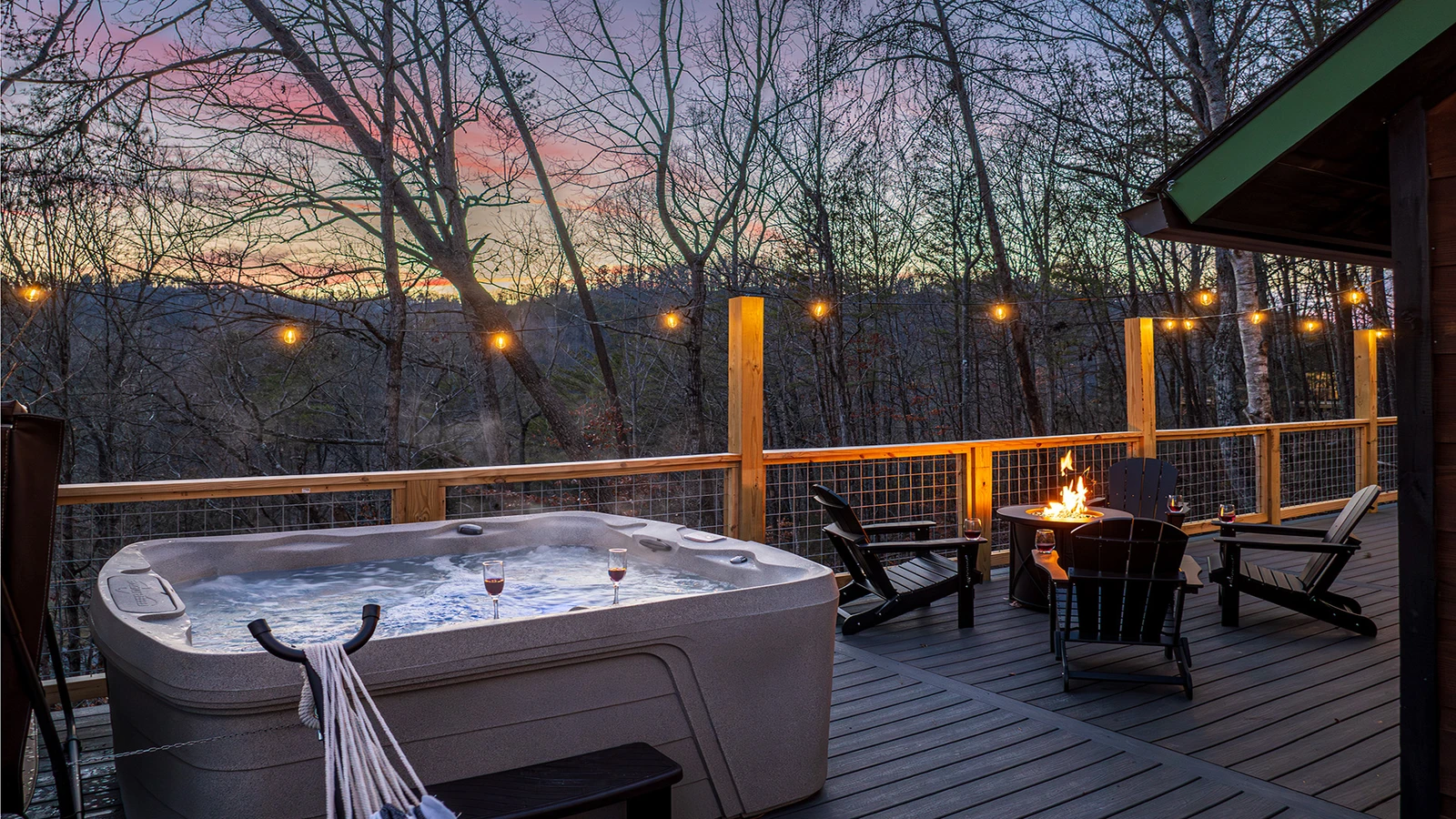 Your cabin offers a wonderful hot tub and gas fire pit.