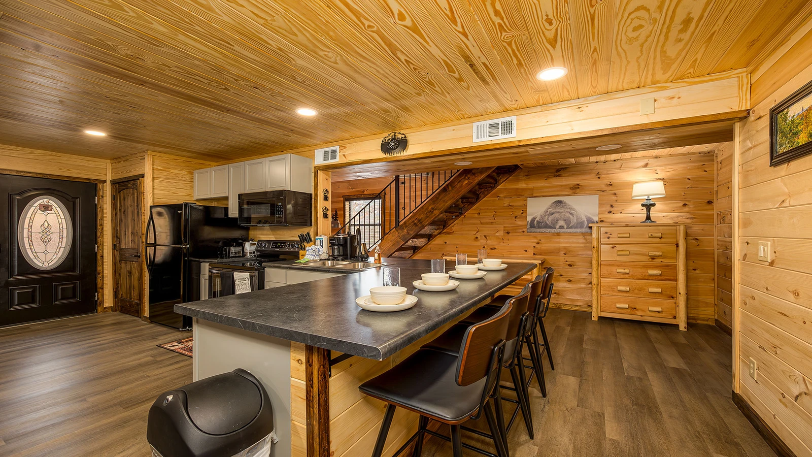 Smokies cabin kitchen bar.
