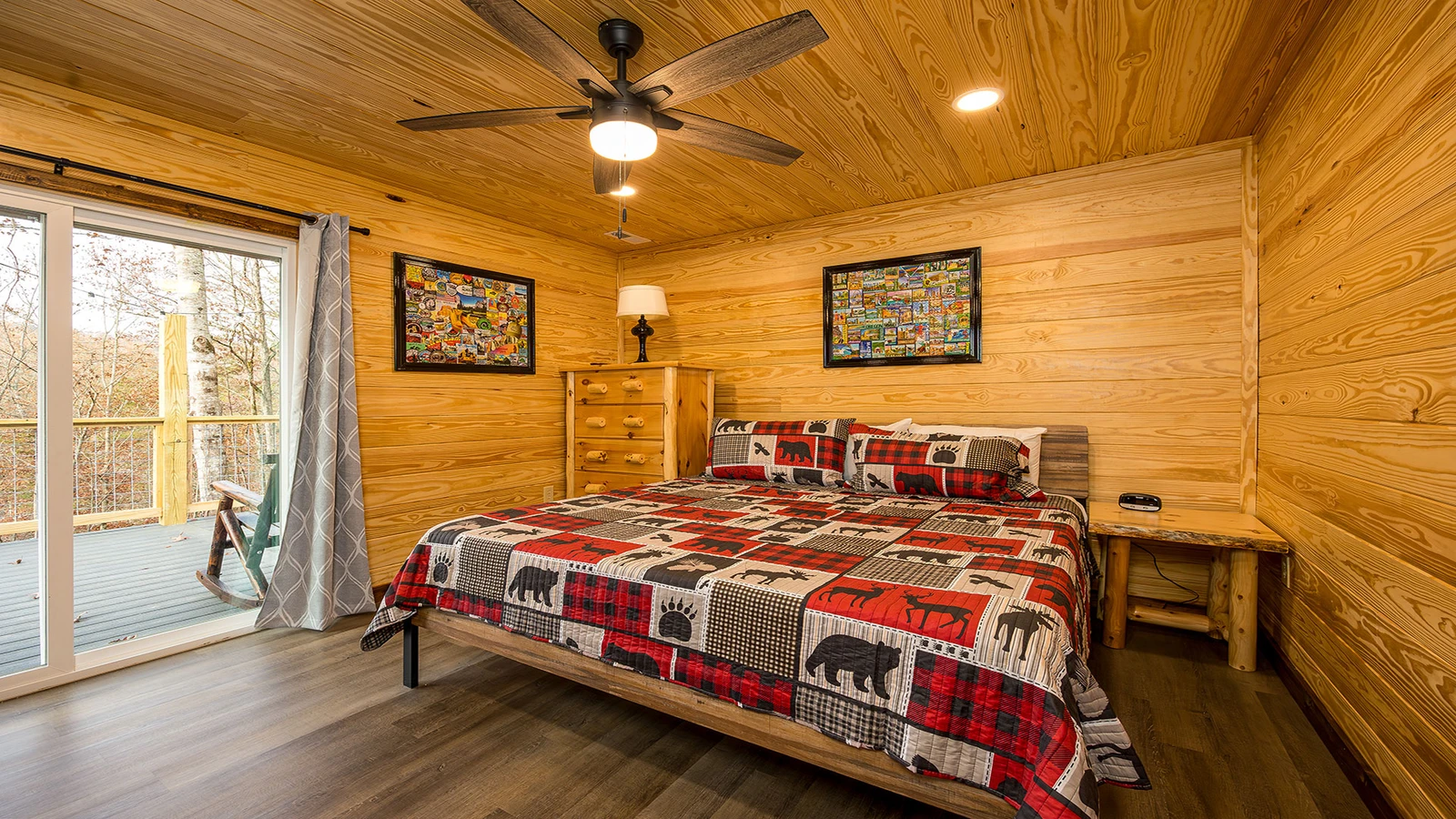 First of the cabin's two bedrooms.