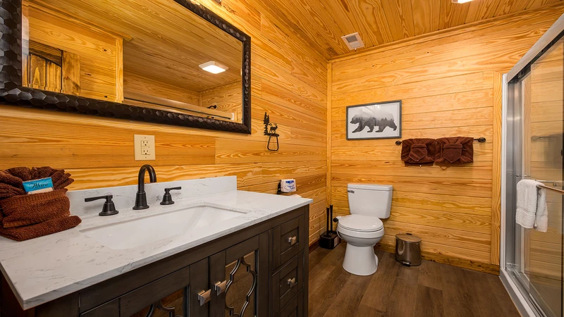 First bedroom's private bath.
