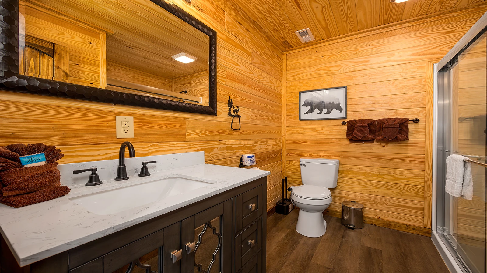 First bedroom's private bath.