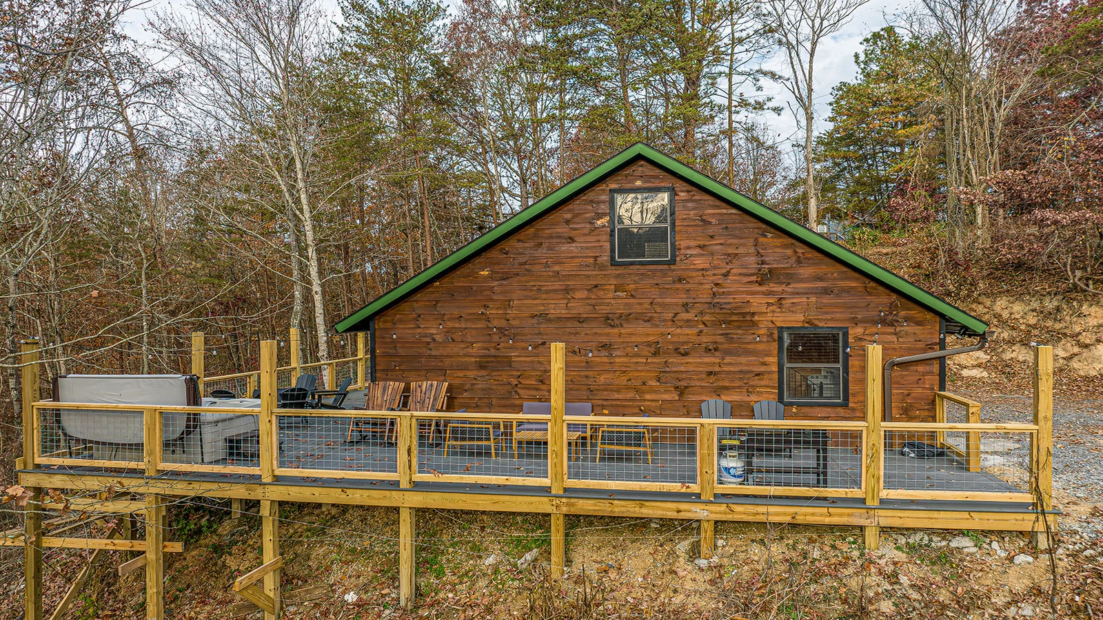 Plenty of outdoors relaxation on your cabin's spacious deck.