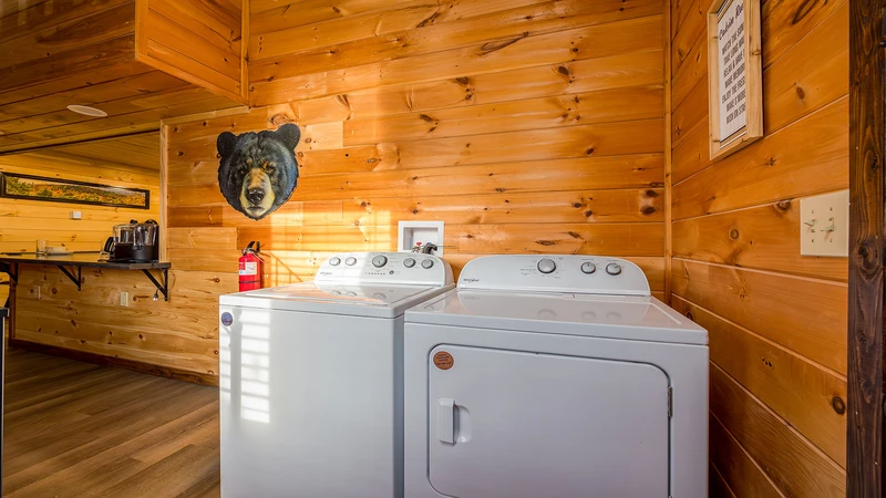 Smokies cabin's washer and dryer.