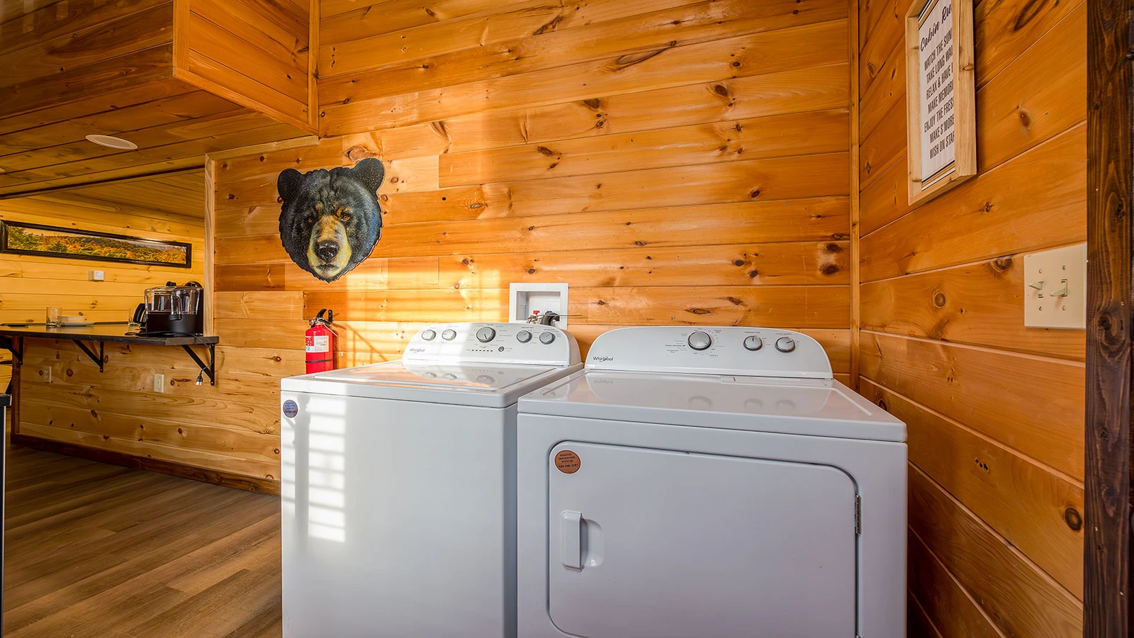 Smokies cabin's washer and dryer.