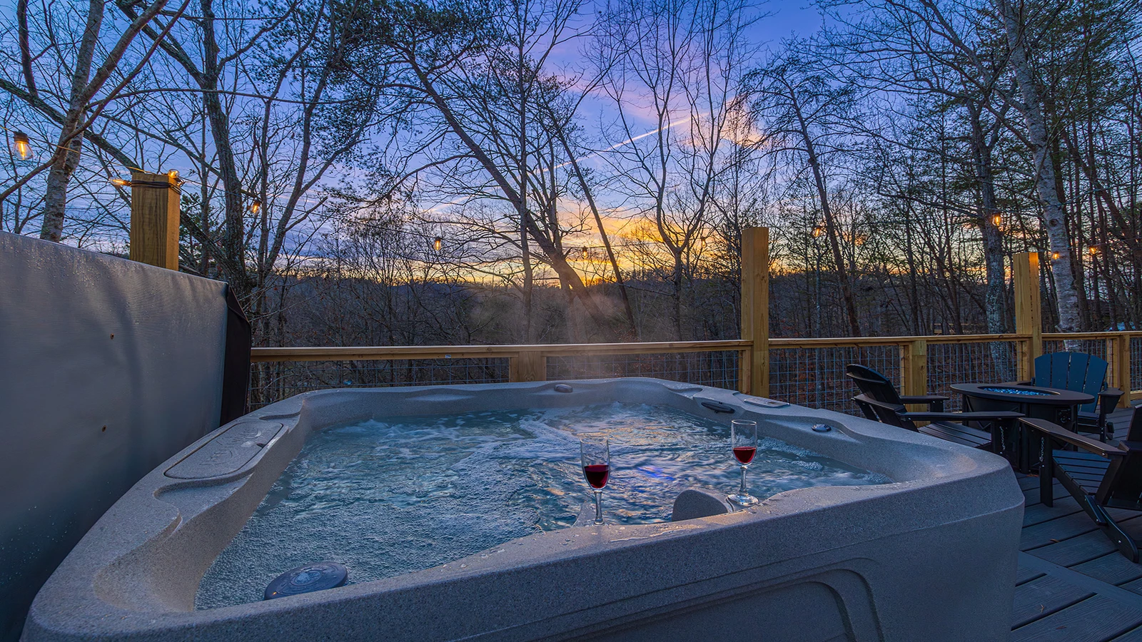 Sunset view from your Smokies hot tub.