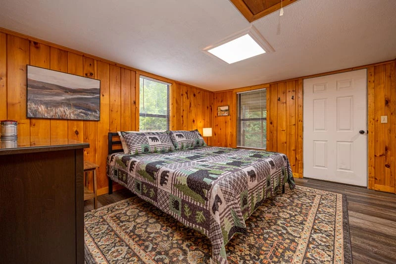 First bedroom of your downtown Pigeon Forge cabin rental.