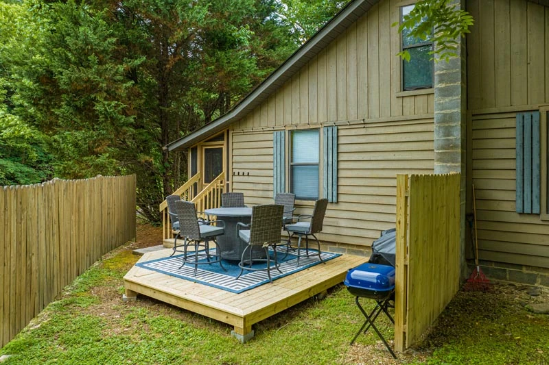 Deck at your 2 bedroom cabin rental.
