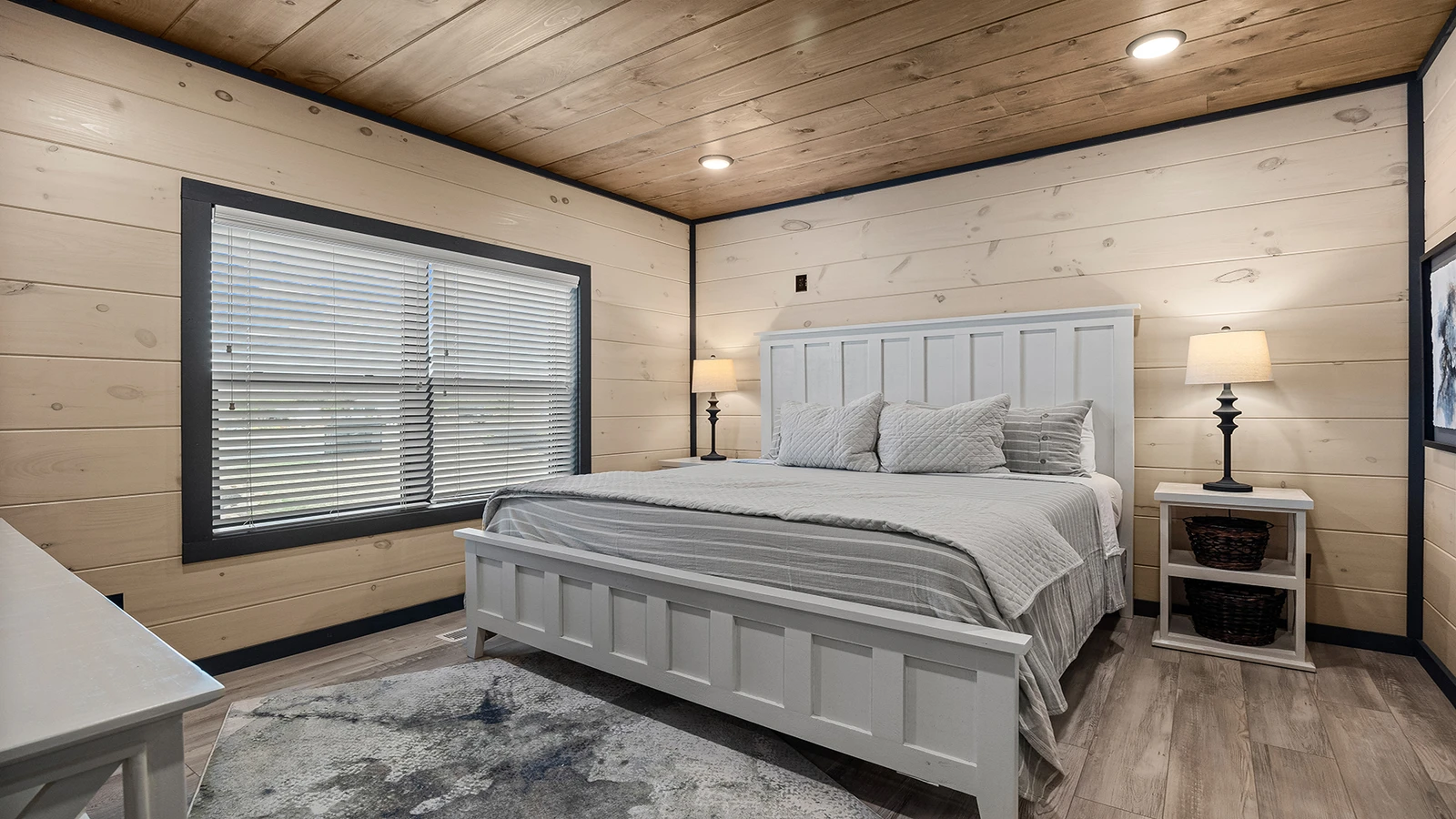 Smoky Mountain cabin rental's first large bedroom.
