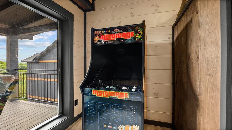Arcade machine with multiple games. 