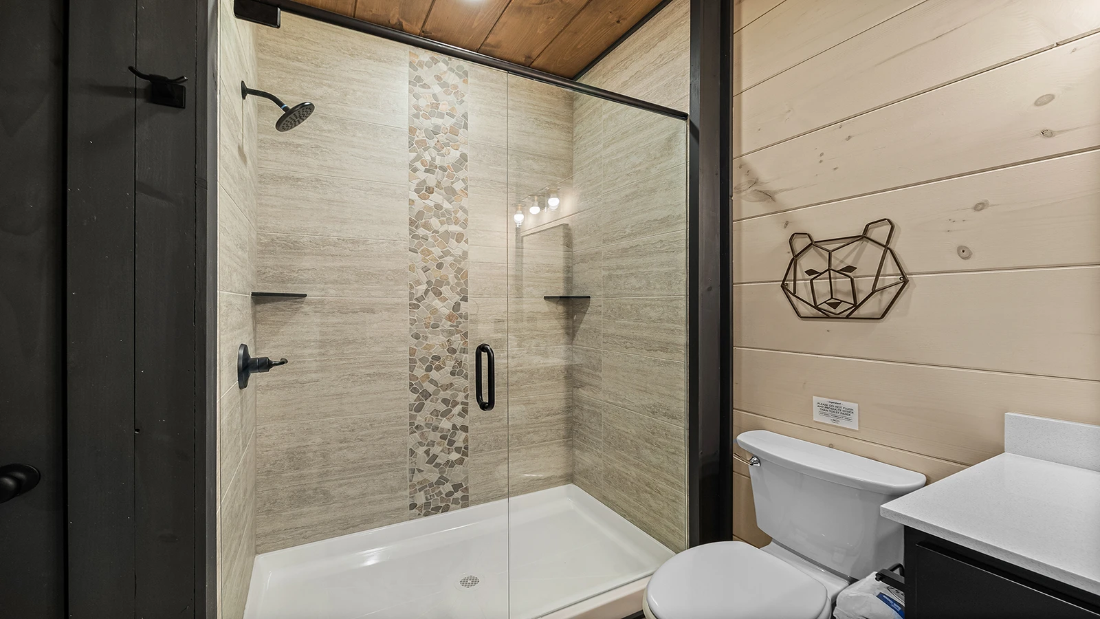 Plenty of space to shower in your cabin's large walk in shower.