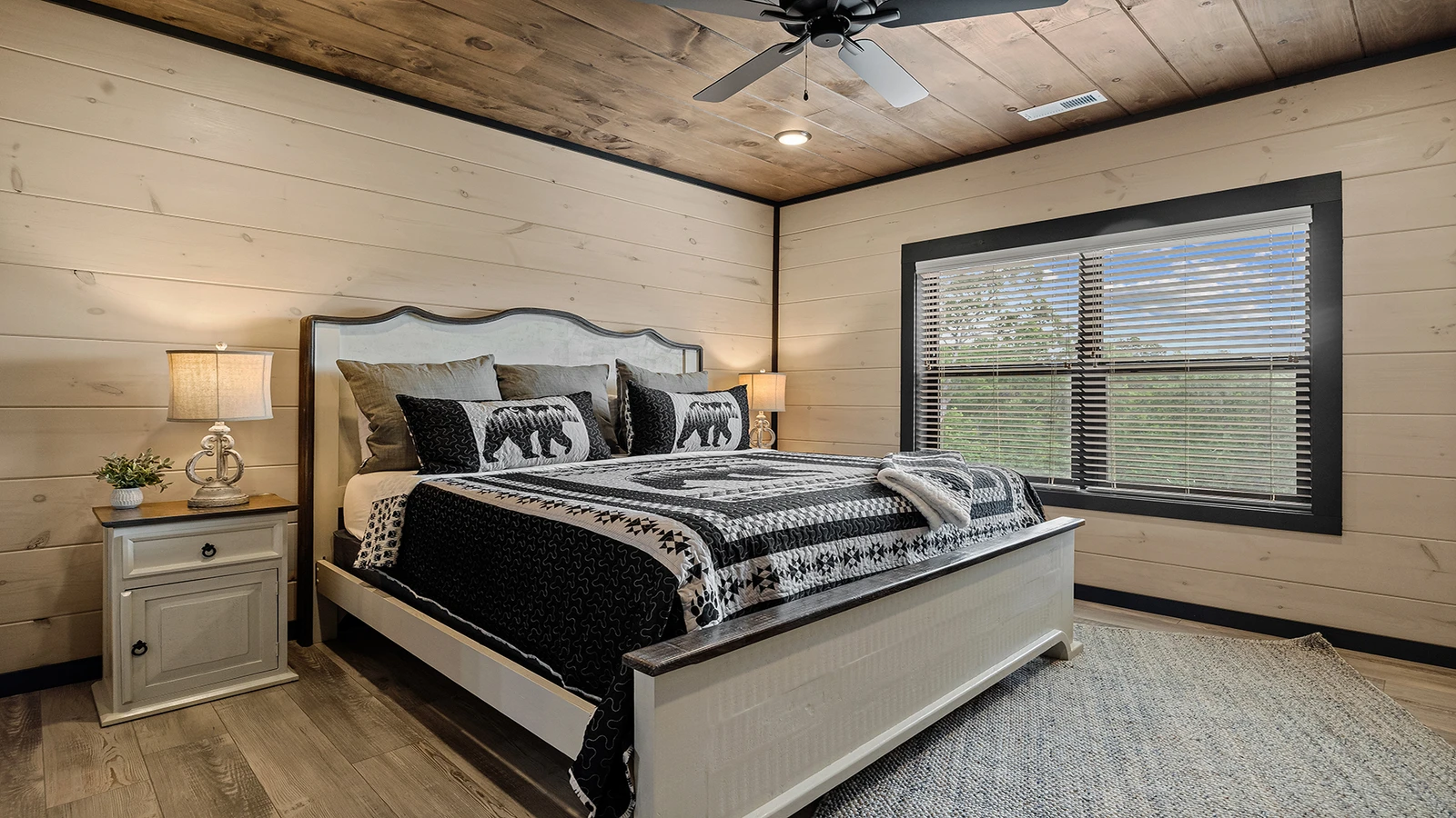 This is the first of six large bedrooms at your resort cabin in the Smokies.