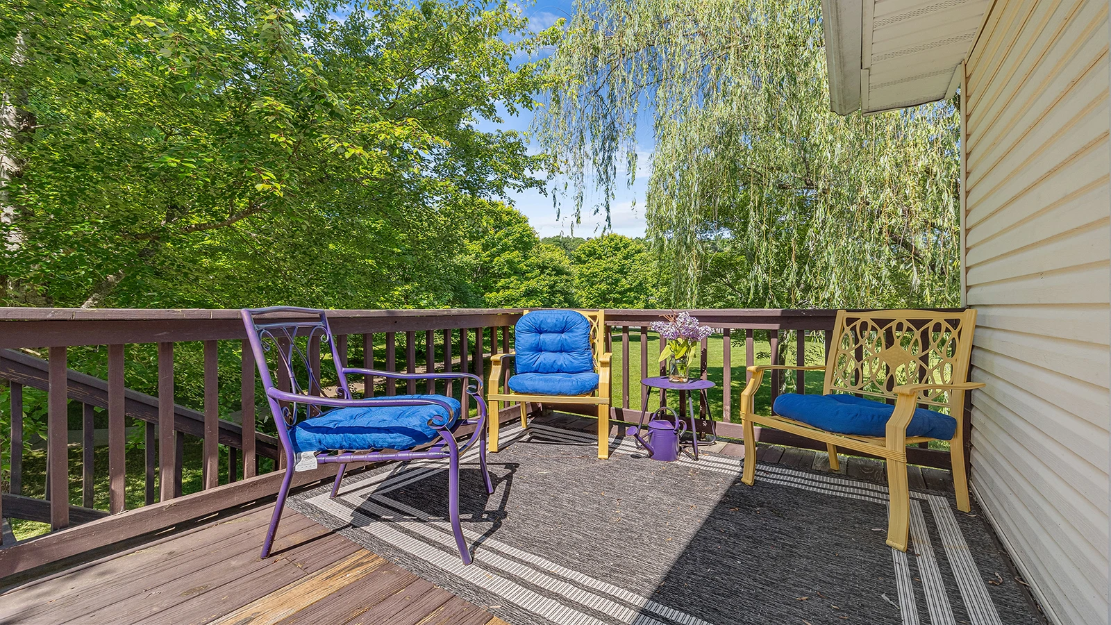Listen to nightly sounds of nature from the large back deck.