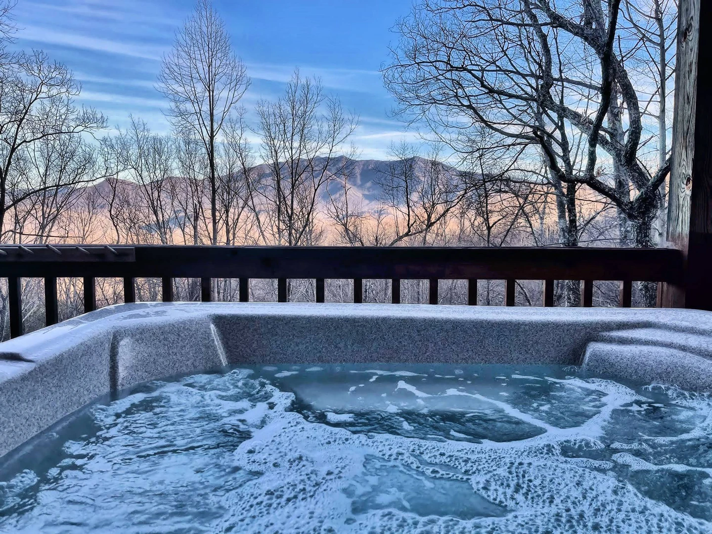 Enjoy seasonal views of the Tennessee Smoky Mountains.