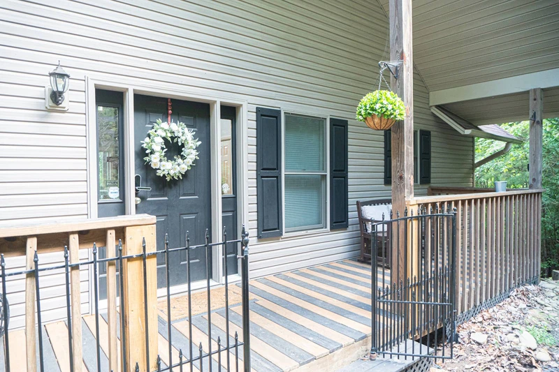 Front porch of your cabin in the mountains.