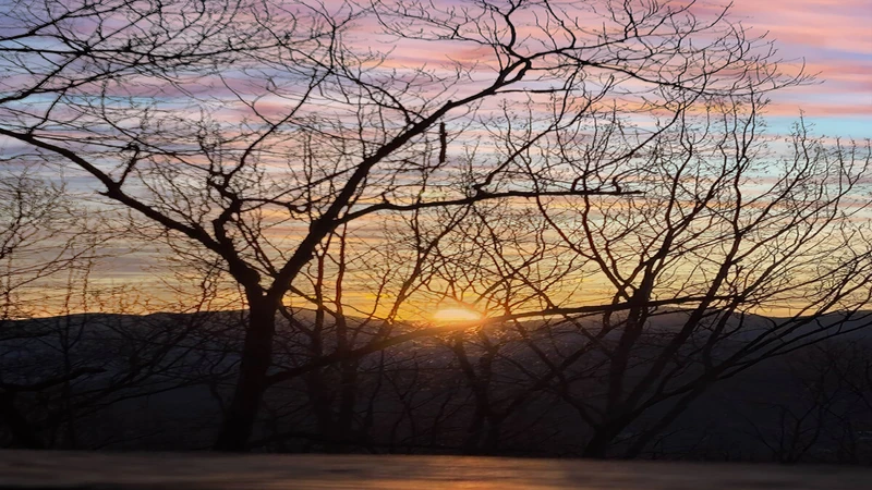 Winter's Gatlinburg sunset at Mountain Escape Chalet.