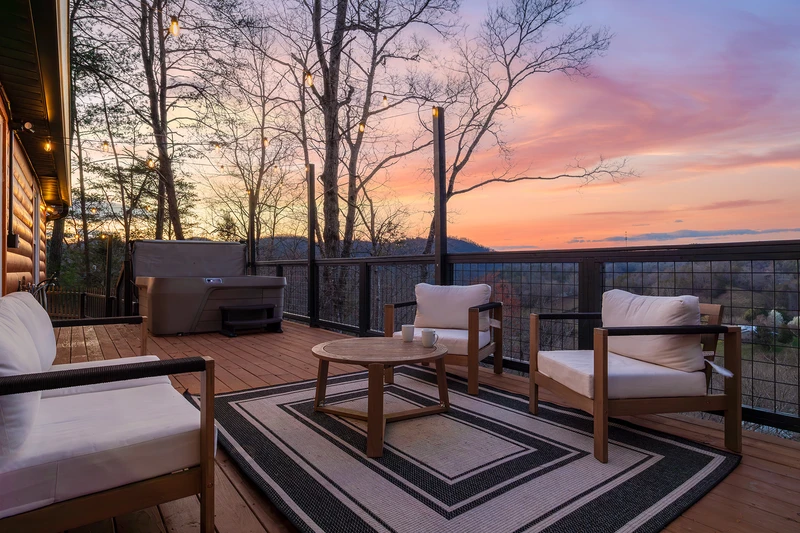 Find wonderful relaxing moments on your cabin's large deck.