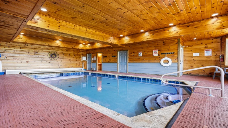 Large indoor pool at your 3 bedroom cabin in the Smoky Mountains.