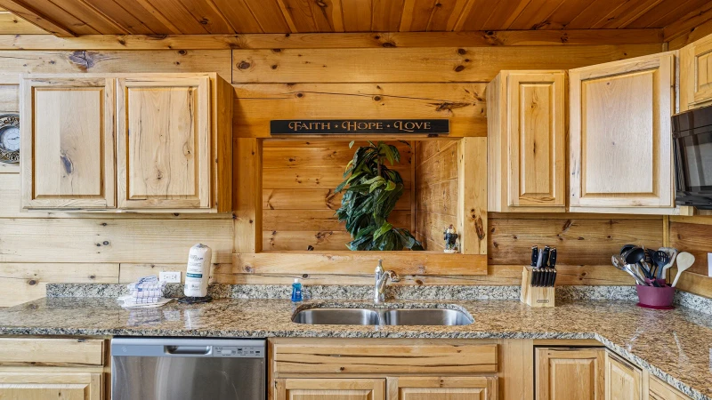 Kitchen clean-up made easy with a dishwasher.