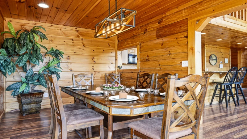 Enjoy family meals while taking in views of the mountains.