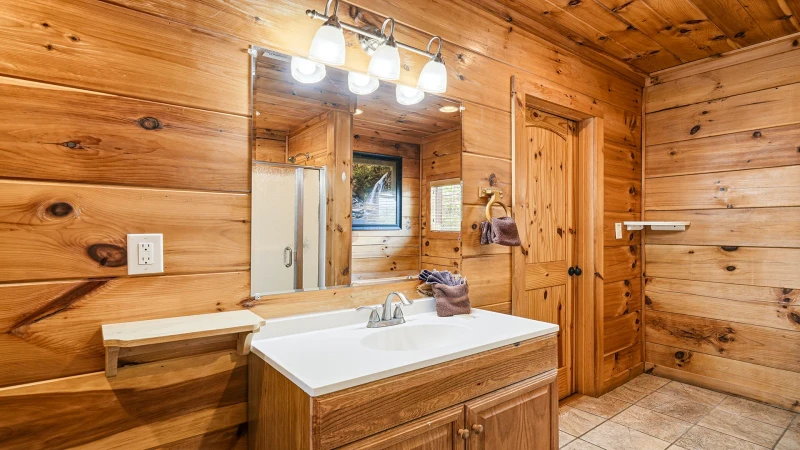 The well lit bath makes readying for outings easy.