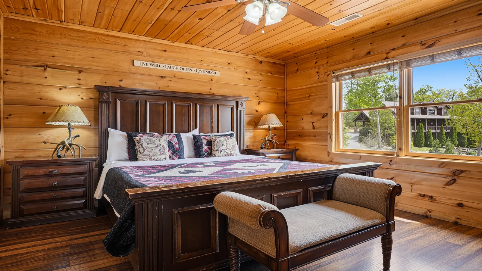 Rest on this king sized bed and enjoy the peace.