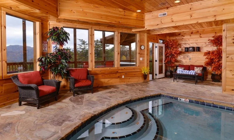 Private indoor pool at your Smokies rental cabin.