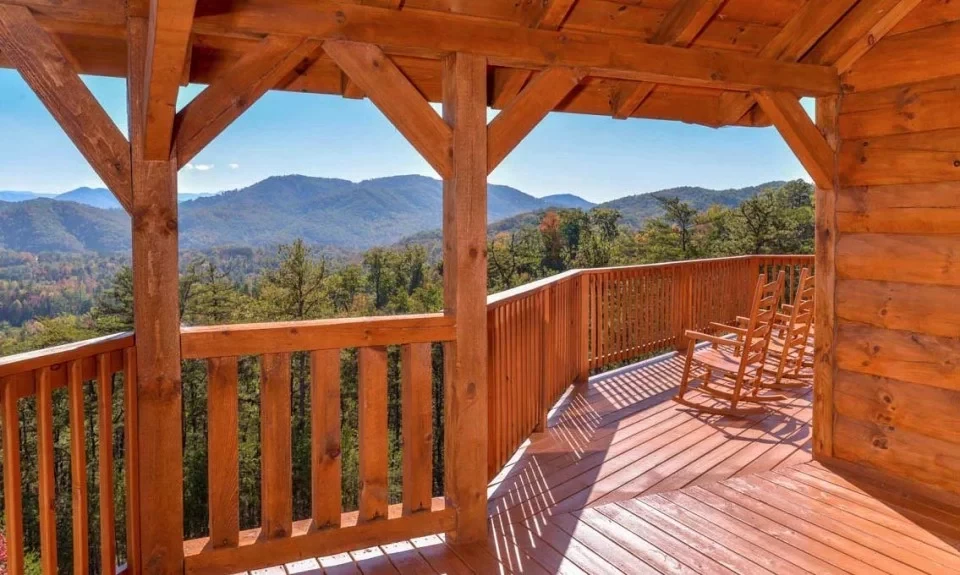 Your cabin in the Smokies offers several rockers to take in mountain views.