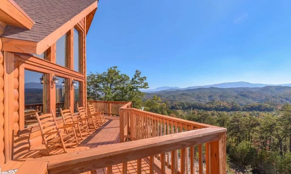 Enjoy tremendous views from Splash Mountain Magic, a 3 bedroom private pool cabin. 