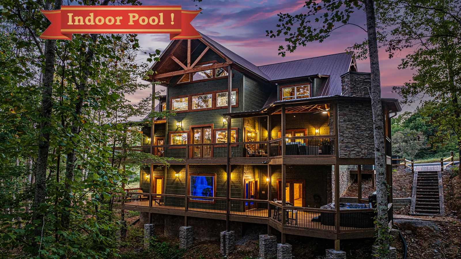 Bring the family and enjoy this big cabin with indoor pool and lots more!