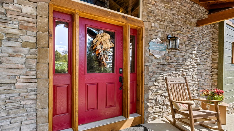 Your vacation rental's stacked stone entry.