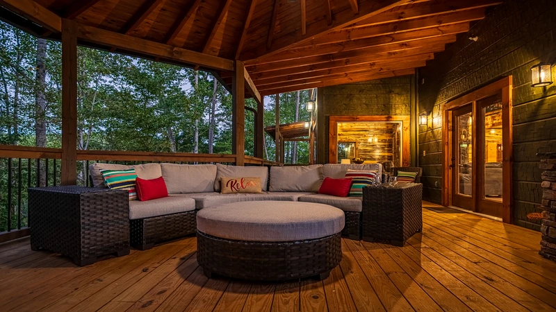 Your Smoky Mountains cabin offers plenty of porch seating space.