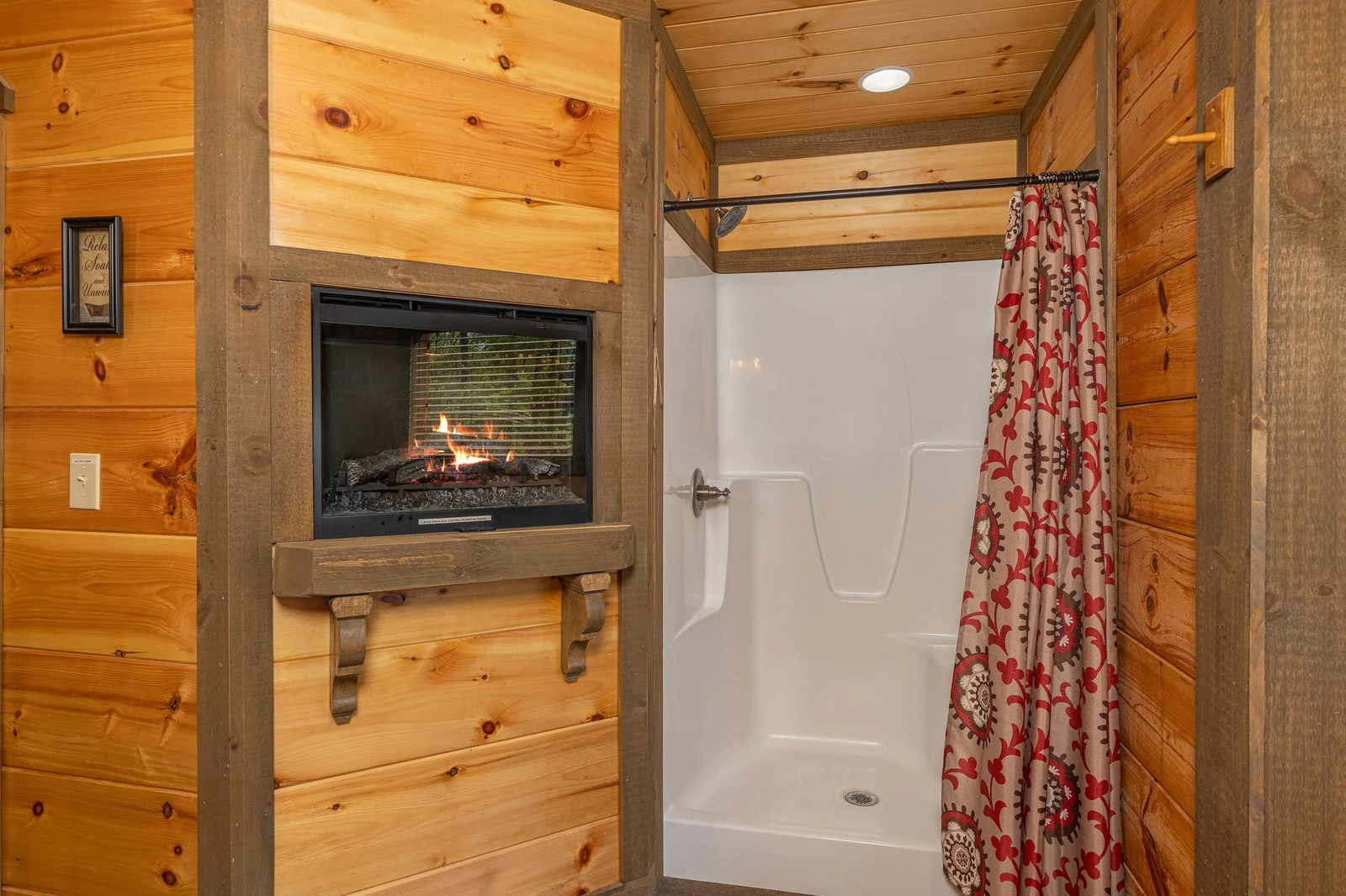 Find added warmth with the master bath's fireplace.