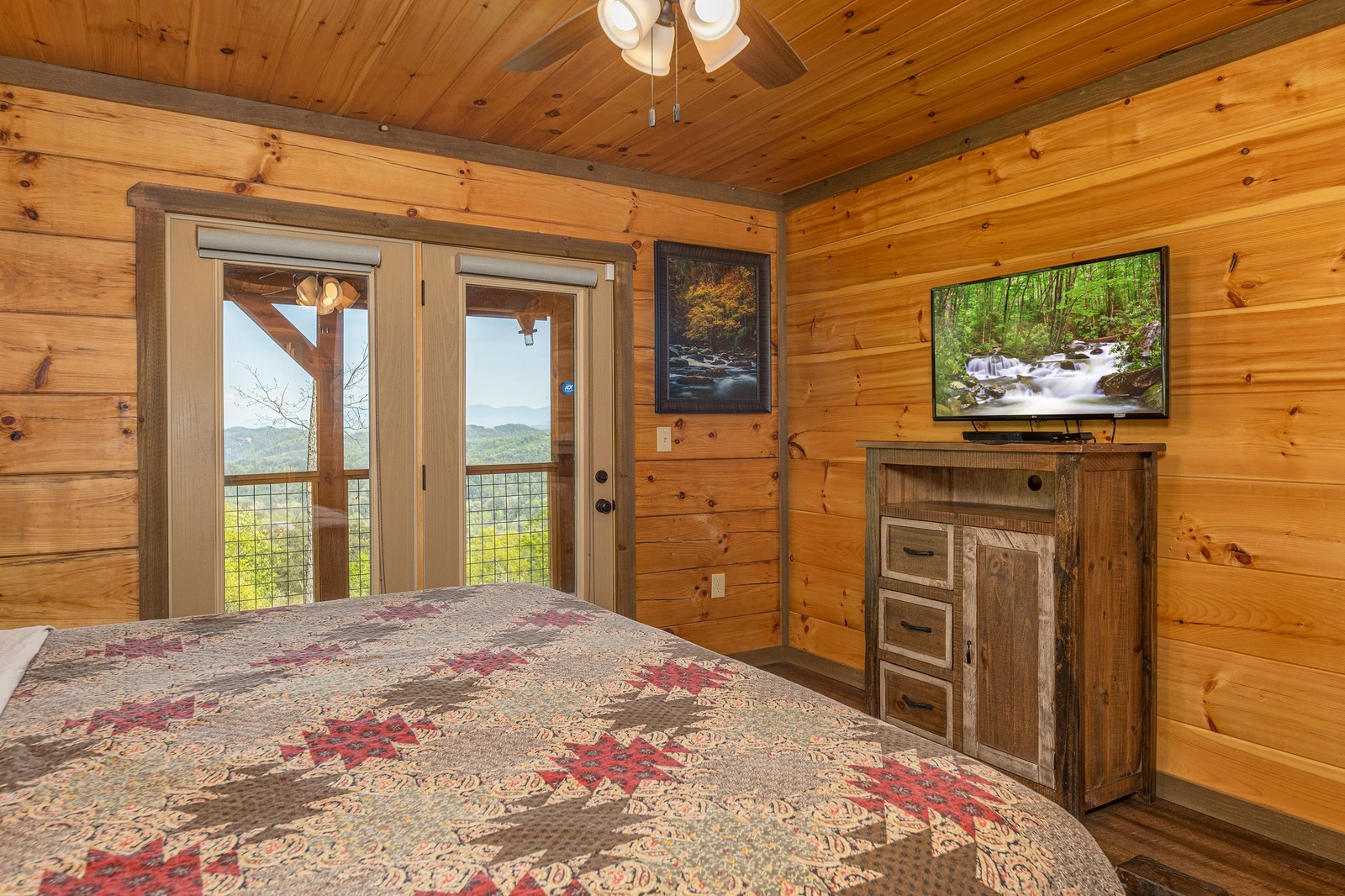 Private porch walk out to Smoky views from your porch.