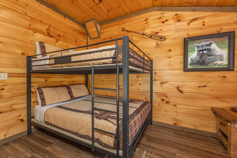 Your rental cabin's bunk beds . 