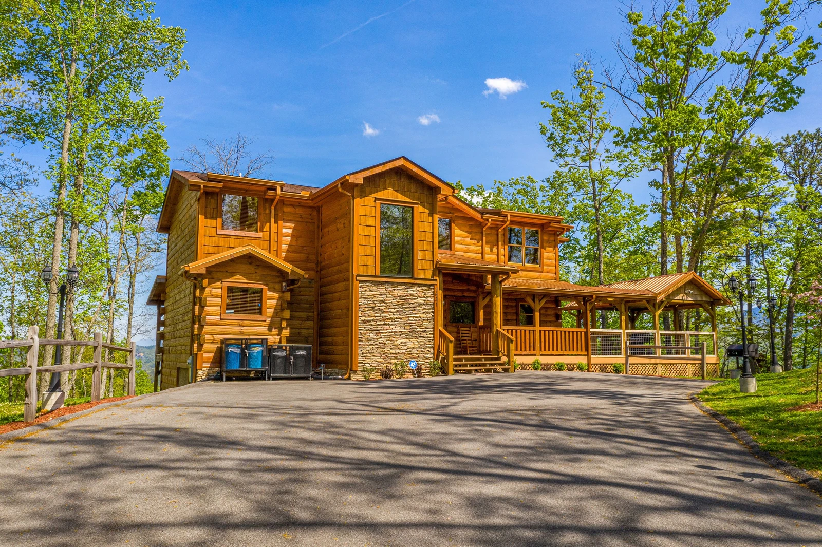 Exterior of your big 5 bedroom cabin in the Tennessee Smoky Mountains.  