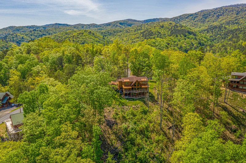 5 Bedroom cabin In the Smokies aerial. 