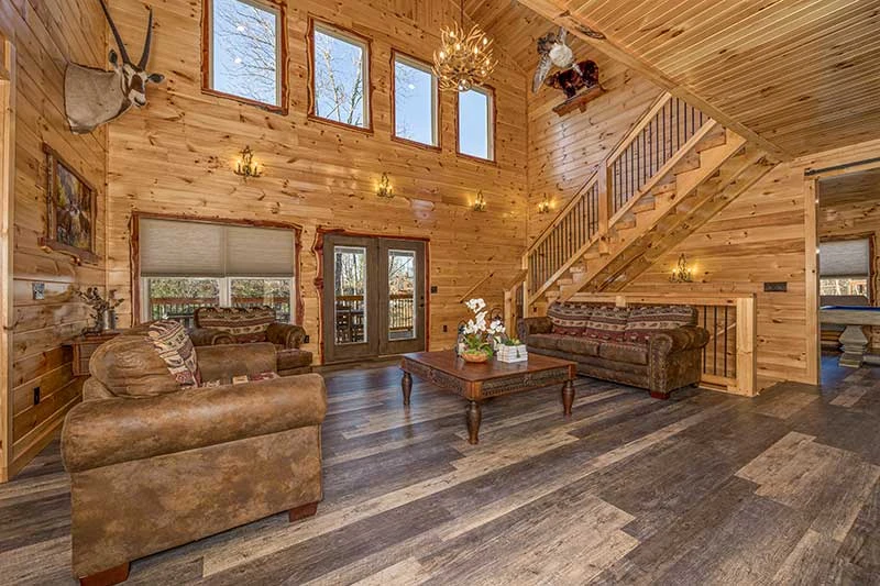 Walk out from the living room to your back porch.