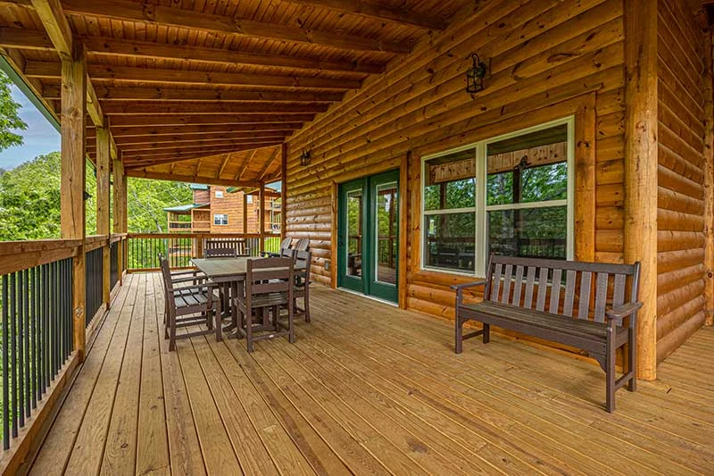 Enjoy outdoor dining at your cabin in the Smokies.