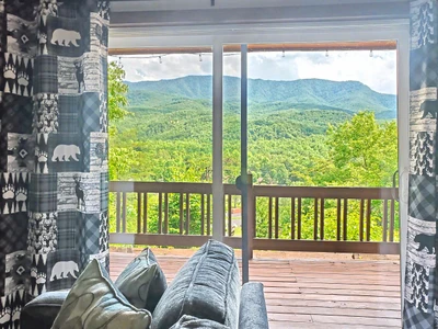 View of the mountains from the main living / seating area