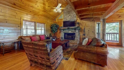 Gather around the cozy gas fireplace after a day of adventure.