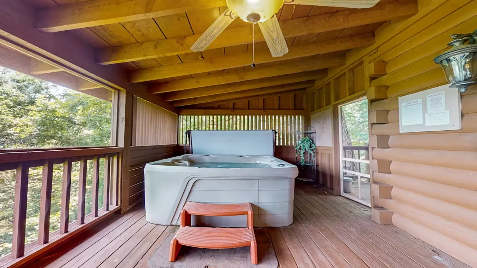 Relax in the private hot tub while overlooking the beautiful Smokies.